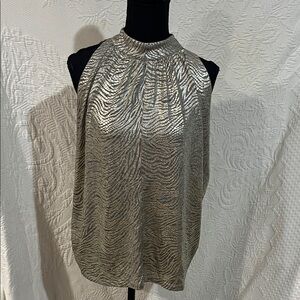 Anthropologie Silver Metallic Blouse